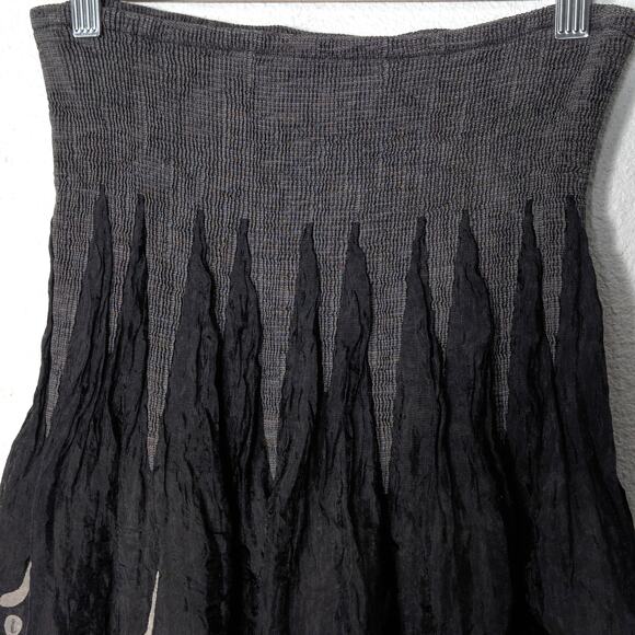 Lapis Midi Dress Skirt Convertible Crinkled Black Gray One Size Cottagecore - Picture 3 of 9